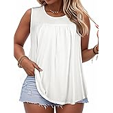 Women Plus Size Tank Top Casual Summer Tops Loose Fit Sleeveless T Shirts Trendy Crewneck Tunic Tees