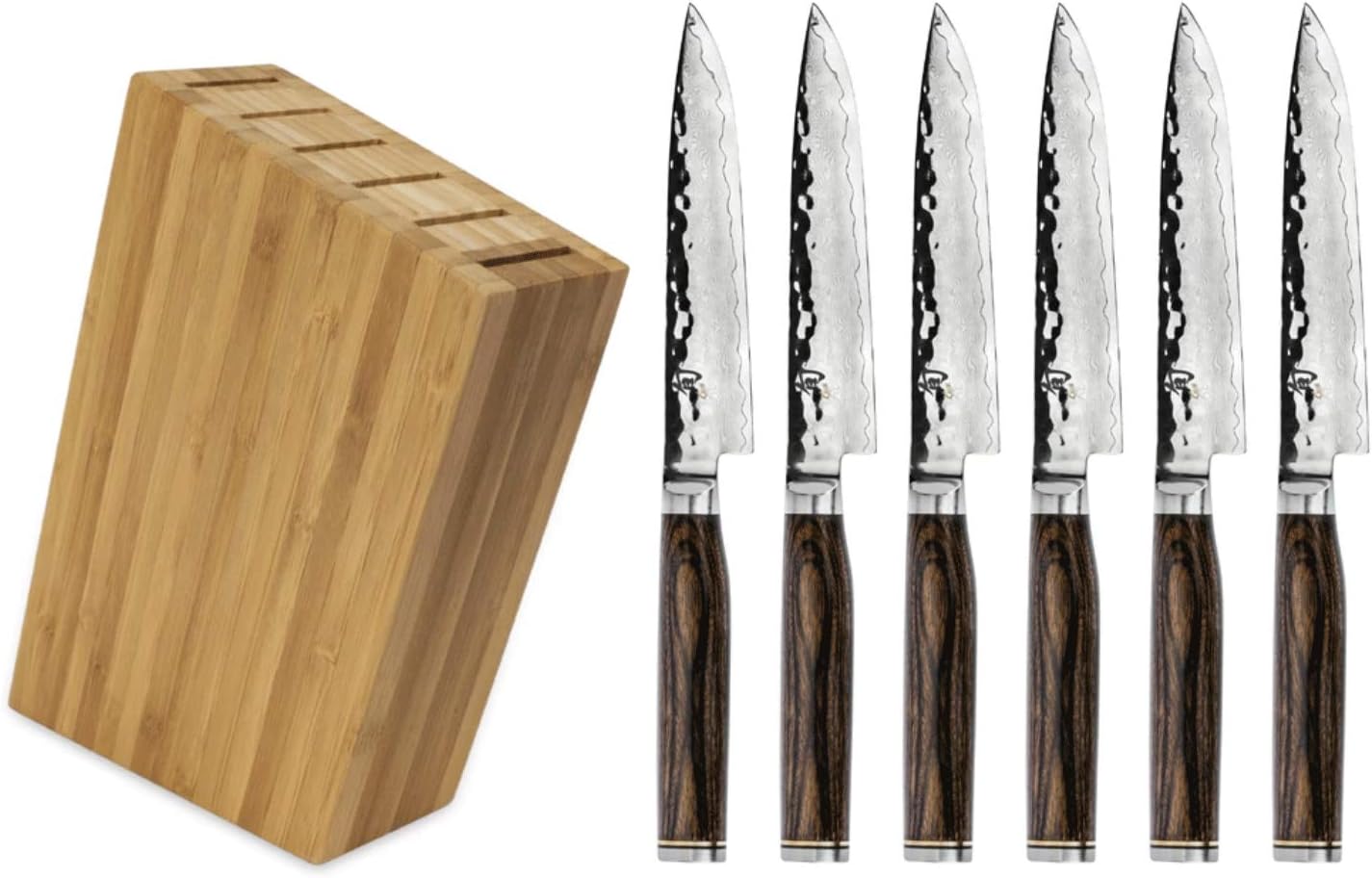 Amazon Com Shun Premier 6 Piece Steak Knife Set With Sidecar Block Handcrafted Japanese Cutlery Steel Kitchen Dining
