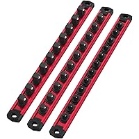 EGOFIX 1/2" Drive Socket Organizer Rails - Heavy Duty ABS, Red, 2 Rails With 12 Clips Each
