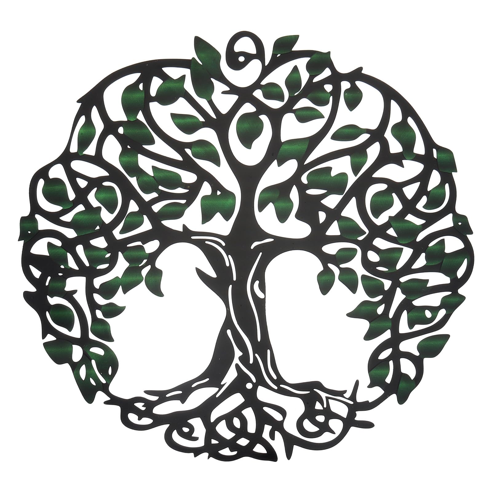 PATIKIL Metal Tree Wall Decor, Tree of Life Wall Sculpture Ornament Hanging Wall Decoration for Home Indoor Outdoor, Green Black