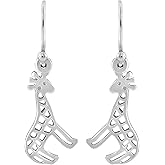 AeraVida Fun and Adorable Little Giraffes .925 Sterling Silver Fishhook Dangle Earrings for Safari and African Wildlife Inspired Fashion Accessories with Animal and Nature Vibes