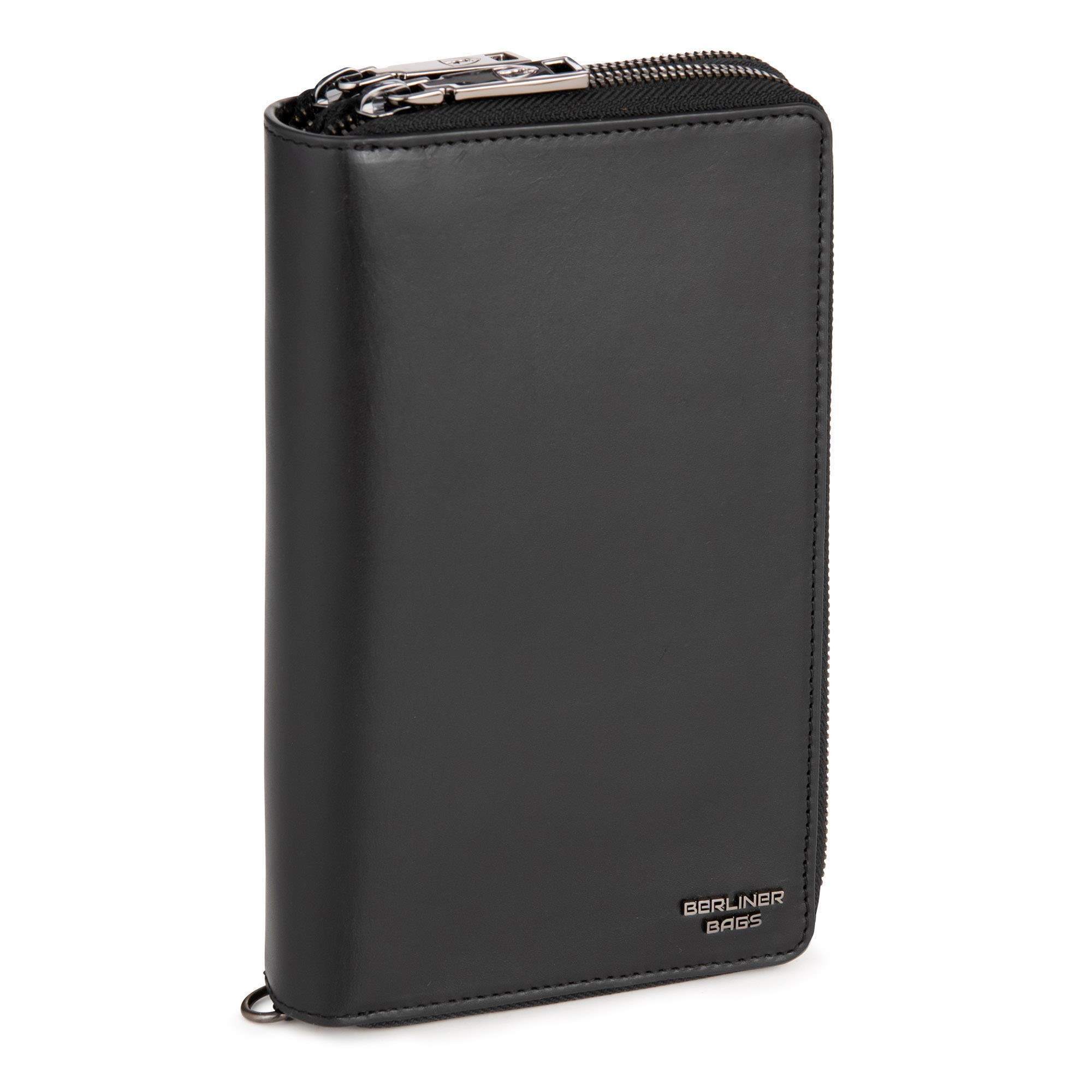 Berliner Bags Premium Dallas Wallet Organiser Leather Wallet for Men and Women with RFID Protection, black, standard size, Minimalist