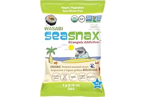SeaSnax Organic Roasted Seaweed Snack, Wasabi, 0.18 Ounce (Pack of 6)
