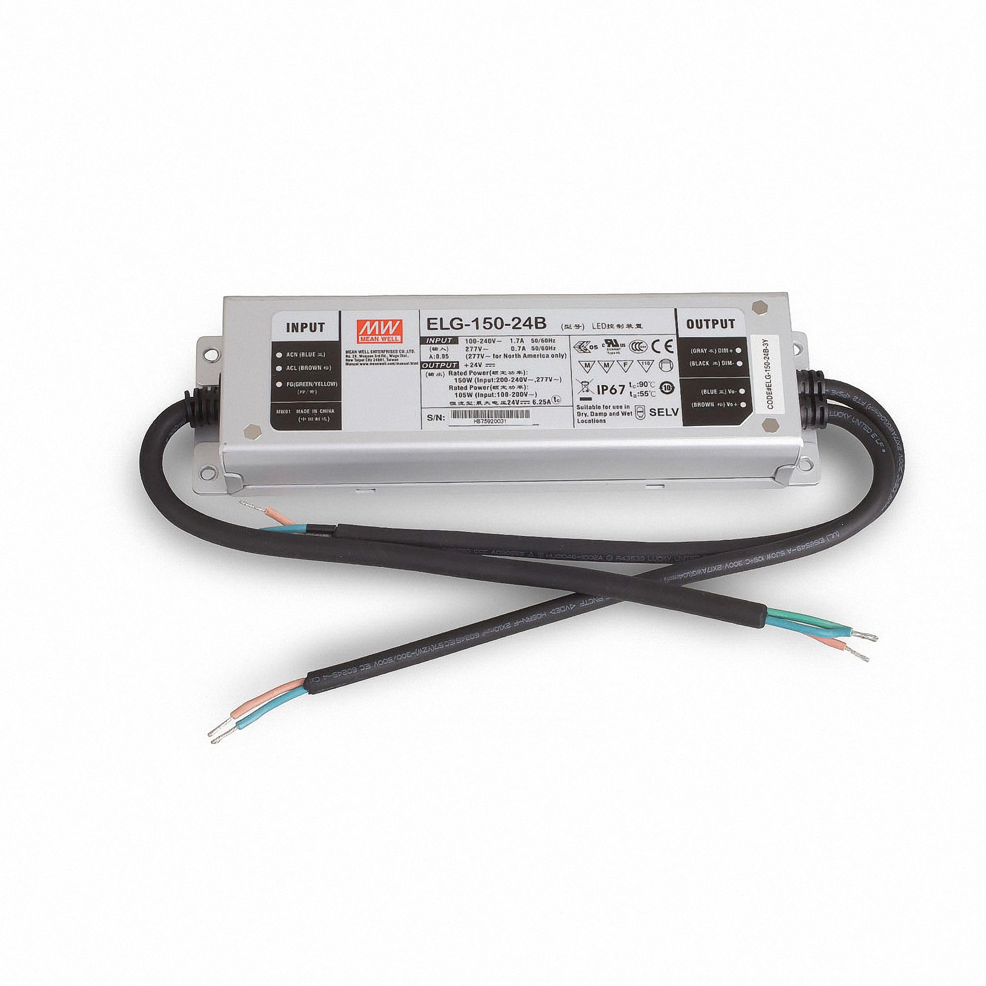 MEAN WELL ELG-150-24B-3Y 24V/DC 6.25A IP67 Switching Power Supply