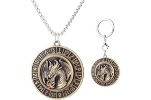 Haxtec D20 Spinner Dice Keychain DND Necklace Portable Metal Dice Set D&D Compatible with Dungeons and Dragons Gifts Stocking Stuffers TTRPG Bronze