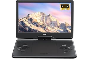 ieGeek 15.9" Portable DVD Player with 14.1" Swivel Screen, HDMI Input, 6-Hour Rechargeable Battery, Region Free, USB/SD Playback, Ideal Gift for Seniors, Kids and Travel, Black