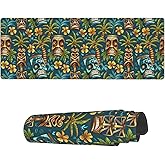 Famame Laptop Mouse Pad Tikis Tropical Tree Desk Mat with Stitched Edges 31.5X 11.8 inch Non-Slip Large Keyboard Rubber Writing Table Mat for Office Home