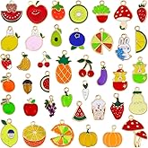 JIALEEY 40PCS Fruits Charm Mixed Gold Plated Enamel Pendant DIY for Necklace Bracelet Earring Jewelry Making