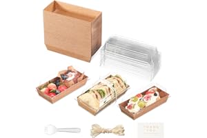 Small Charcuterie Boxes with Clear Lids and Stickers - To Go Paper Mini Charcuterie Box, Food Containers, 5Inch Dessert Boxes