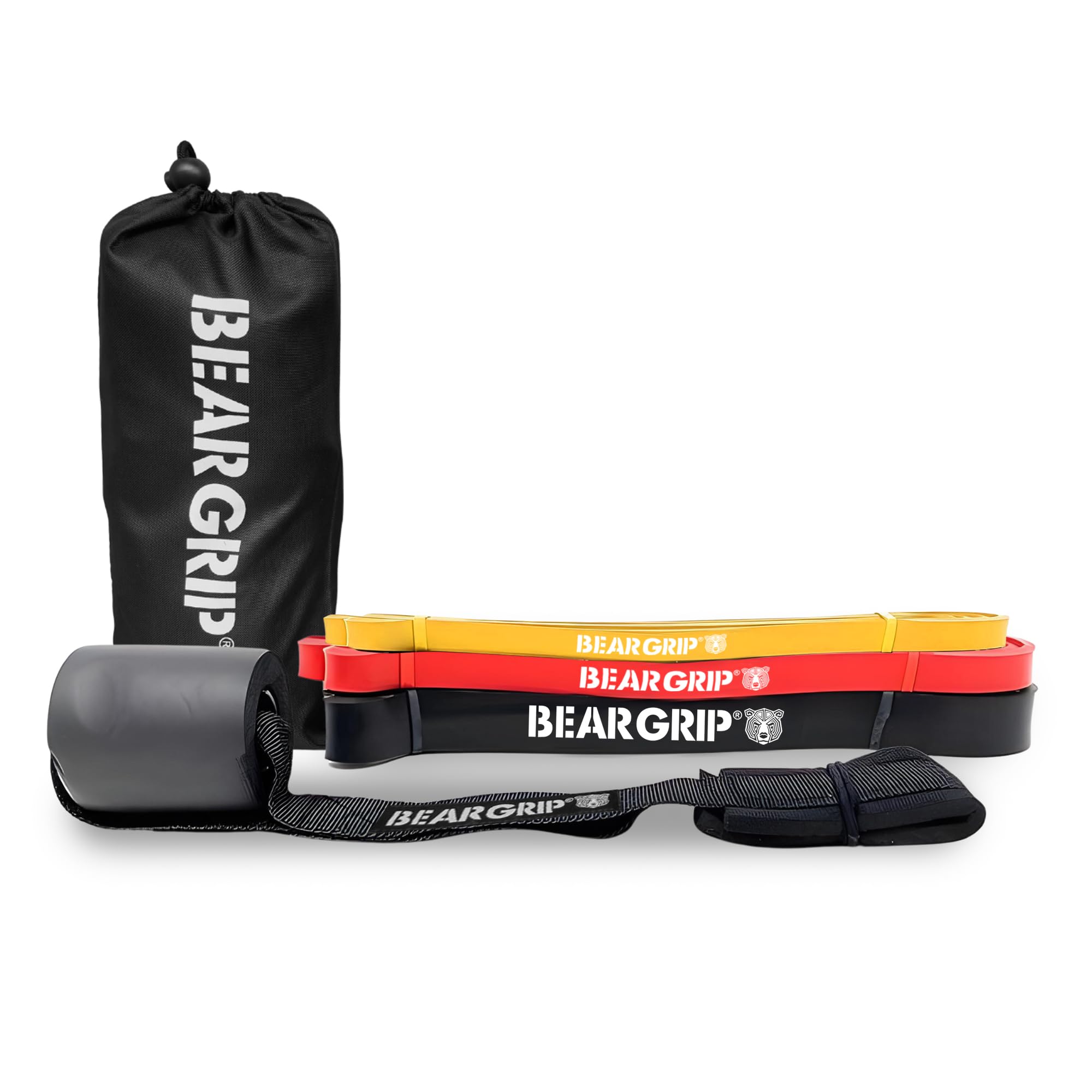 BEAR GRIP - Pull Up Assist Bands | Heavy Duty Resistance Bands for Assisted Pull Ups, Yoga, Stretch Mobility, Crossfit, Strength Training (Sets of 3 - Red, Black, Yellow) — image 1