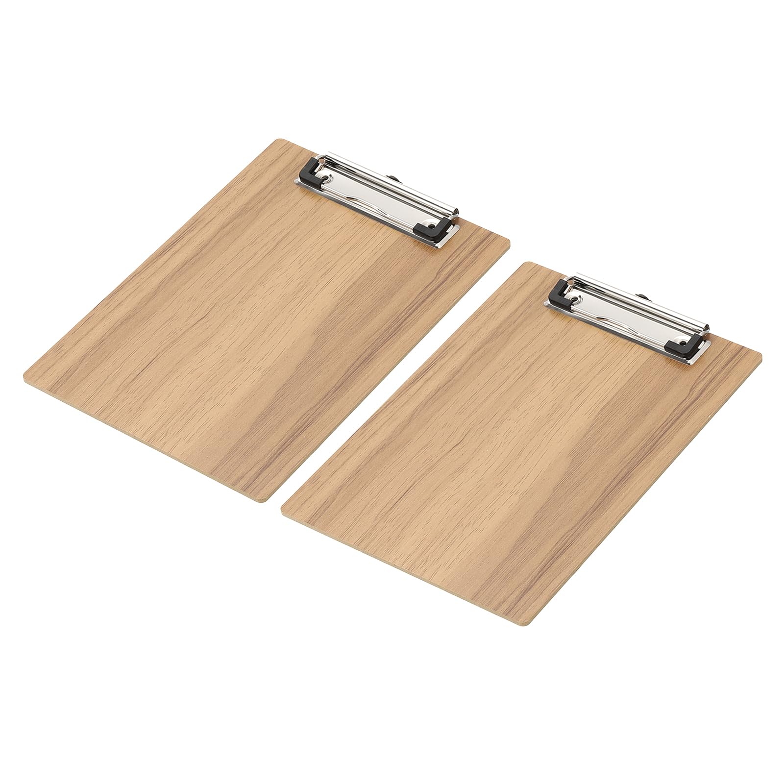 PATIKIL Wooden Clipboard for 5.83 x 8.27 Inch Paper, 2 Pcs Standard A5 Letter Size Clip Boards Hardboard with Low Profile Clip for Office Classroom, Cherry Wood Texture
