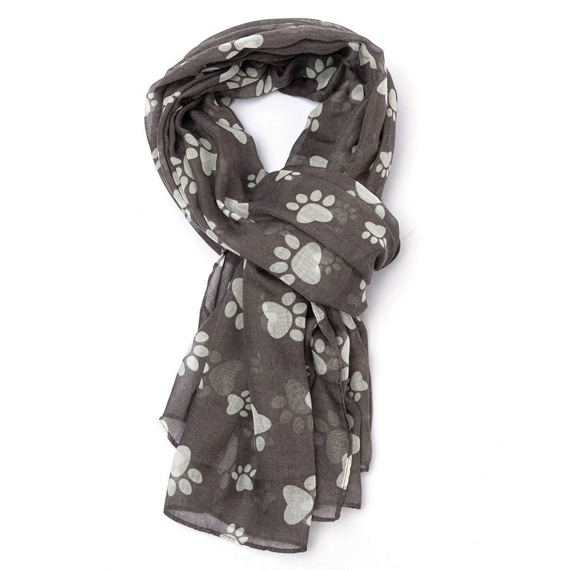GFM Dog Paws Print Scarf - Grey - (FLD)(21041-DP-01-BH)