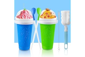 QwayHome 2PC Slushie Maker Cup,DIY Frozen Magic Cup Slushy,Double Layers Silica Smoothie Pinch Ice Cup,Quick Cooling Cup Home