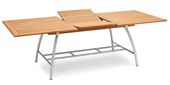 Belardo Edelstahl Teak Ausziehtisch Scopula, 180/240 x 100 cm, FSC Zertifiziert, 259627