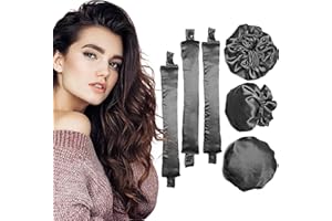 MXNSLWA 6PCS Heatless Hair Curler, New Satin Hair Rollers for Heatless Curls with Hair Caps 3 Set, Soft Heatless Curling Rod Headband for All Hair Types, No Heat Curling to Sleep in Overnight (Black)