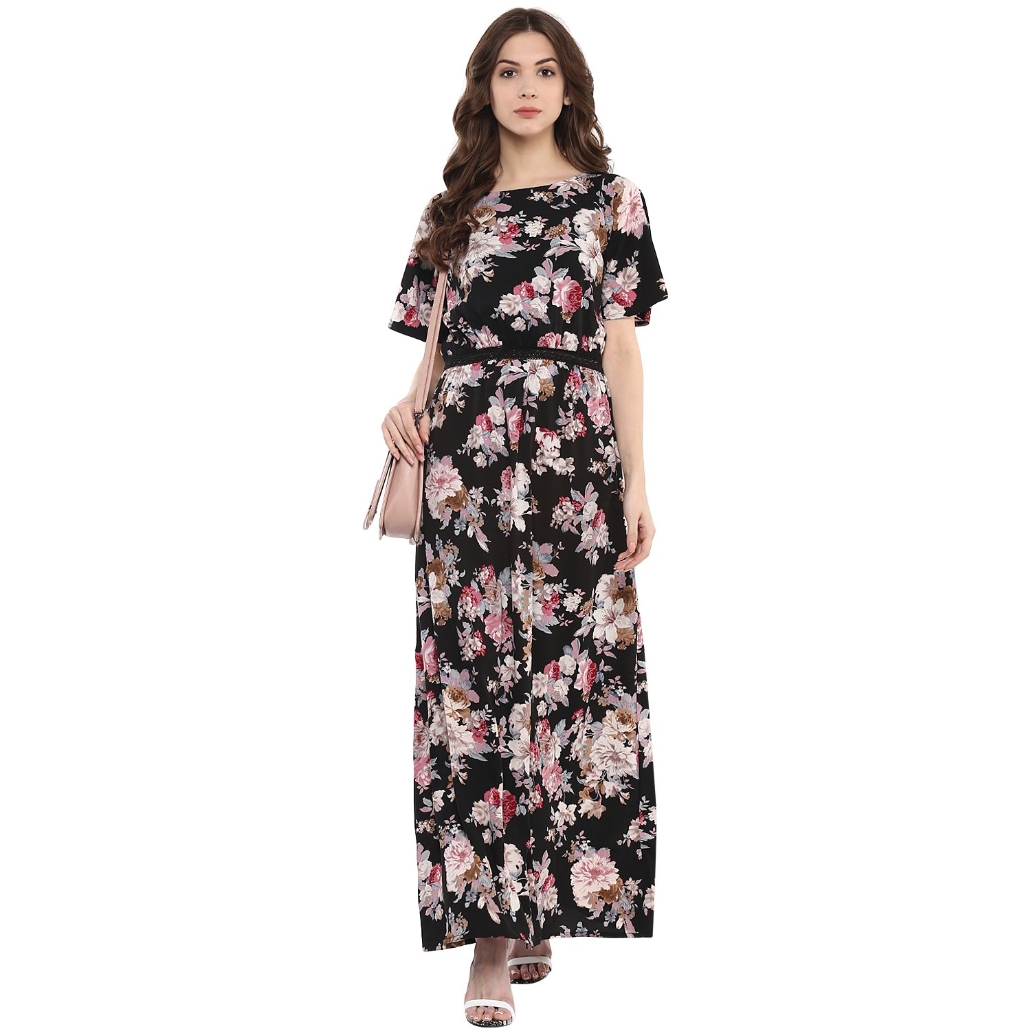 harpa dark florals maxi dress (gr3765-black)