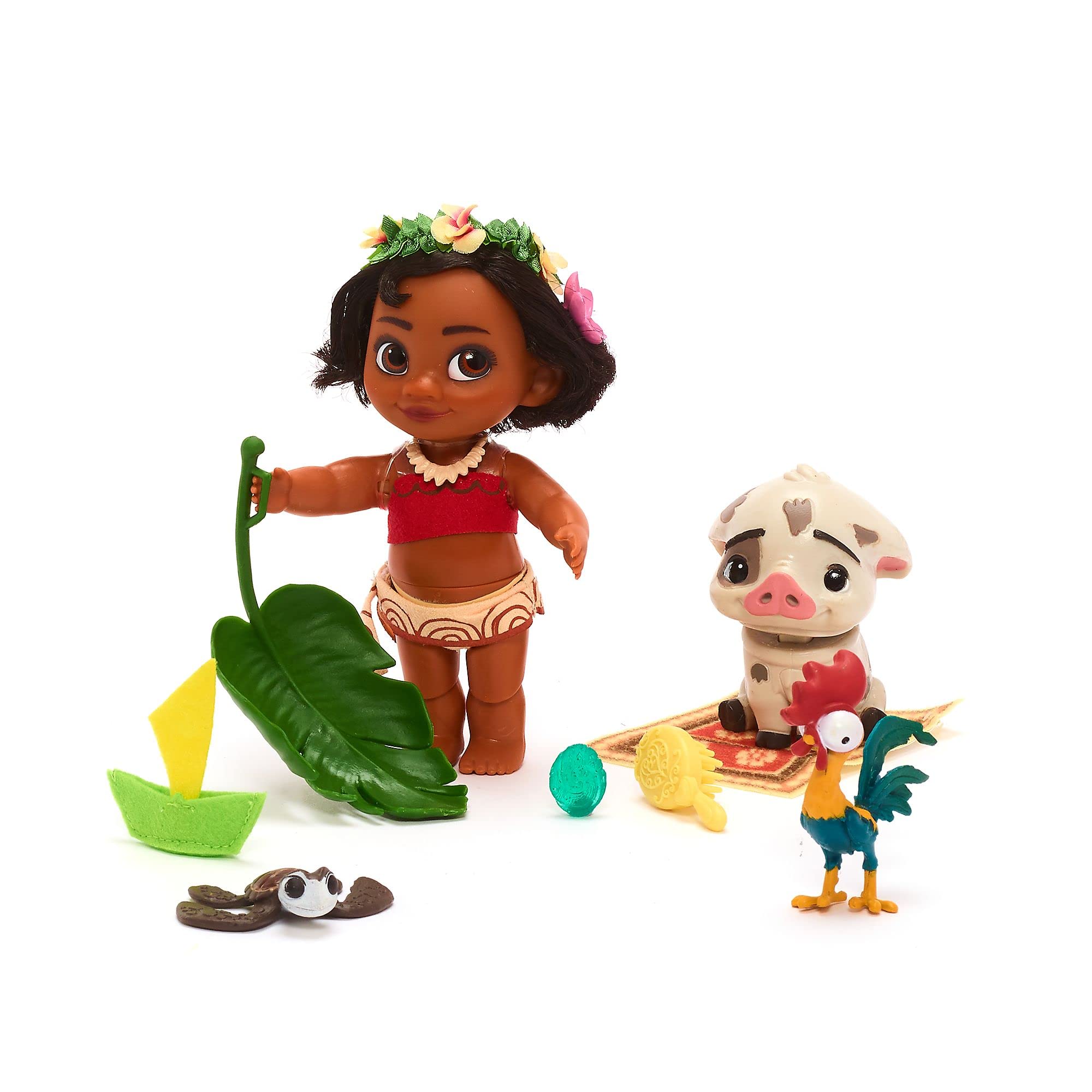 Disney Store Official Moana Mini Doll Playset for Kids, Animators' Collection, 9 Pc., Includes Pua, Hei Hei and Accessories - Suitable for Ages 3+