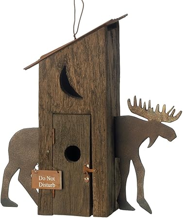 Amazon Com Gifts Decor Wooden Rustic Country Outhouse Moose