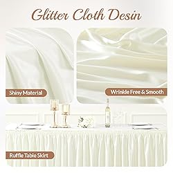9ft Length Glitter Ivory Table Skirt Rectangle