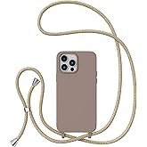 ZTOFERA Crossbody Case for iPhone13 Pro,iPhone13 Pro with Lanyard Strap Protective Case Adjustable Neck Rope Liquid Silicone Soft Cover for iPhone13 Pro 6.1 Inch,Brown