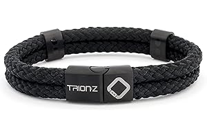 Trion:Z Zen Loop Duo Magnetic Field Therapy Wristband for Women & Men Featuring Patented ANSPO Technology (Black, Large)