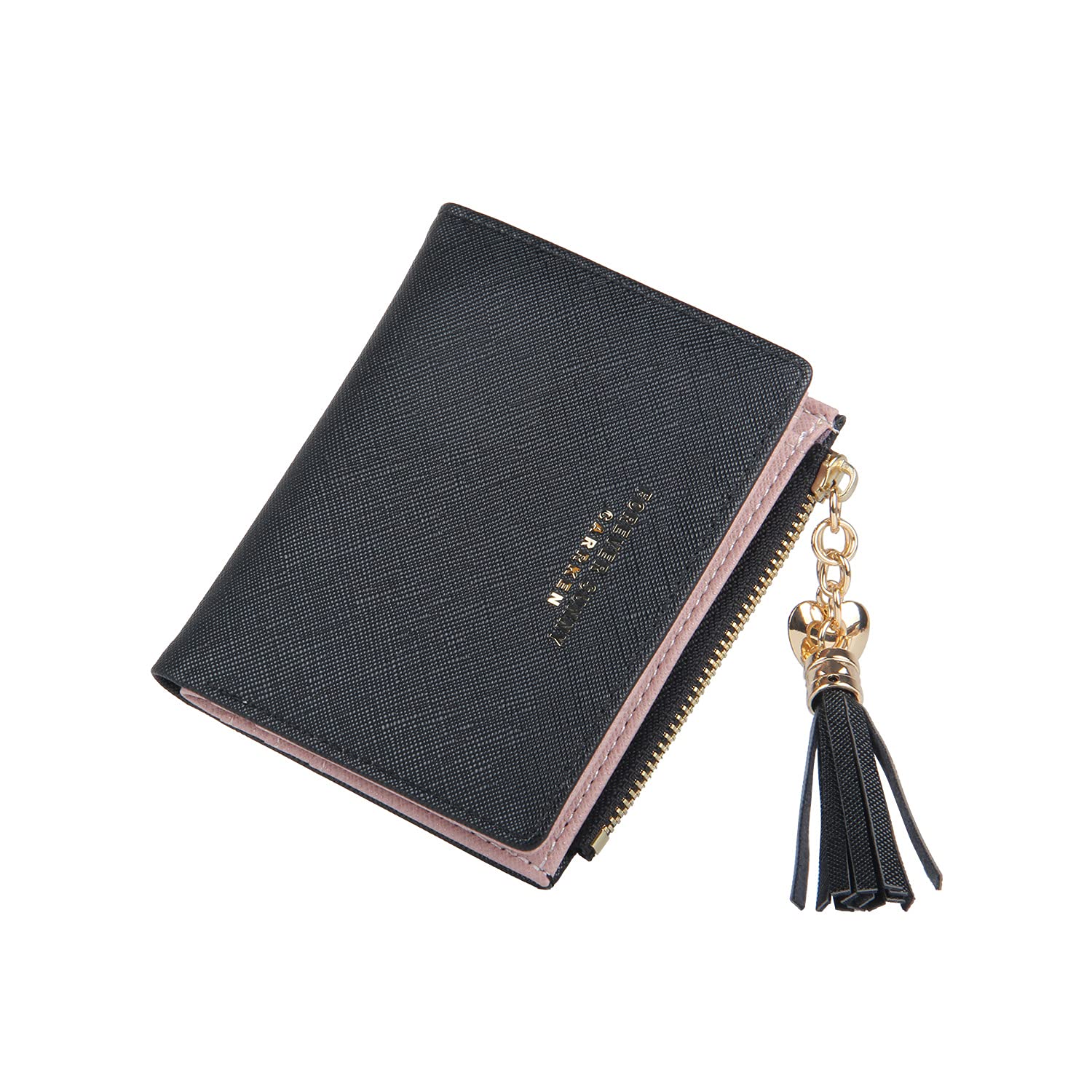 SUKUTU Ladies Purse, PU Leather Wallet for Women Small Bifold Compact Womens Wallet Coin Purse Card Case Holder (Black)