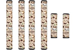 Garucesta Refrigerator Door Handle Covers Set of 6 Electric Appliance Handle Gloves for Fridge Microwave Stove Dishwasher Kitchen Decor and Accessories, Latte Coffee Bean Chocolate Sugar Cube