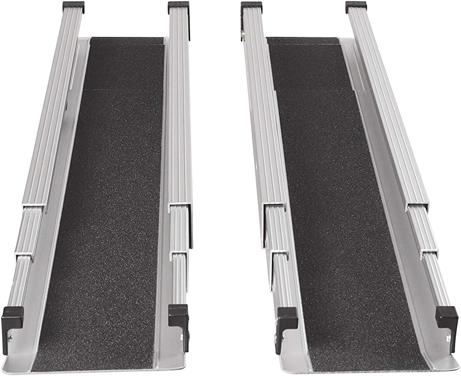 MABIS DMI Healthcare Portable Wheelchair Ramp/Threashold Ramp, Adjustable, Telescoping, Retractable, and Lightweight Loading Ramp with Cover, Silver: Health & Personal Care
