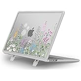 MOSISO Compatible with MacBook Air 13 inch Case 2026 2025 2024-2022 M4 A3240 M3 A3113 M2 A2681, Lush Weeds Heavy Duty Shockproof Hard Shell with Fold Kickstand for MacBook Air 13.6 inch, Transparent