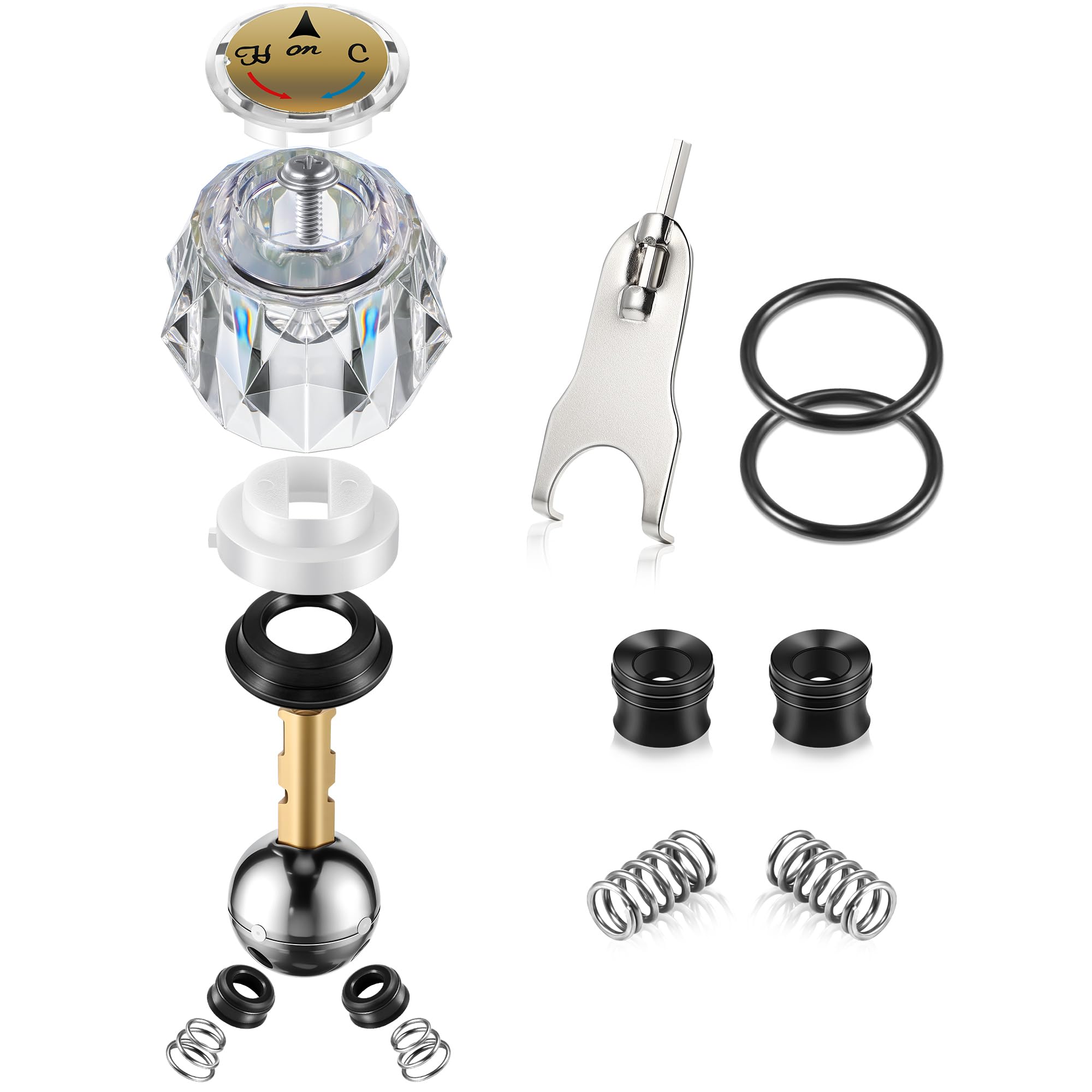 Photo 1 of Avenuebool Acrylic Single Handle Trim Set, Complete Faucet Repair Kit Replacement Compatible with Delta 600 Series Shower Valve, Compatible with RP212 Stainless Steel Ball Valves and Clear Knob