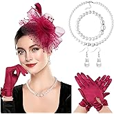 DRESHOW Fascinators Hat Feather Headband Women's Fascinators Tea Party Headwear with Clip Flower Head Band for Girls & Women