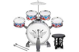 CHADRIGIVS Toddlers Drum Set Kids Jazz Drum Kit Band Rock Drum for 3-5 Years Old Perfect Birthday Xmas Gift - Early Learning Musical Toy Set with Easy Assembly