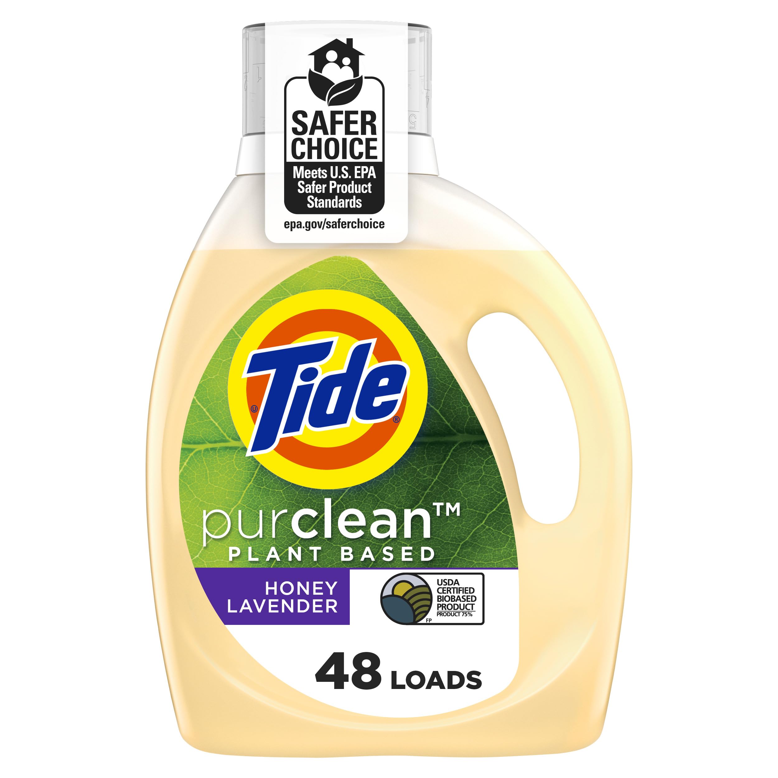 Tide Purclean Liquid Laundry Detergent, Honey Lavender Scent, 63 fl oz, 48 Loads