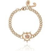 Juicy Couture Bracelet 7-7.5", Goldtone Heart Charm and Toggle Bracelets for Women, Valentines Day Gifts for Her
