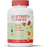 SmartyPants Kids Multivitamin Gummies and Fiber Supplement: Vitamin D3, C, Vitamin B12, B6, A, Zinc, Biotin, Inositol, Fiber Gummies, Three Fruit Flavors, 120 Count (30 Day Supply)