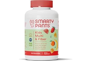 SmartyPants Kids Multivitamin Gummies and Fiber Supplement: Vitamin D3, C, Vitamin B12, B6, A, Zinc, Biotin, Inositol, Fiber Gummies, Three Fruit Flavors, 120 Count (30 Day Supply)