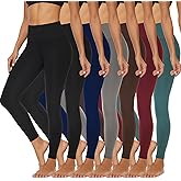 FULLSOFT 7 Pack Leggings for Women - High Waisted Tummy Control Workout Yoga Running Tights Pants
