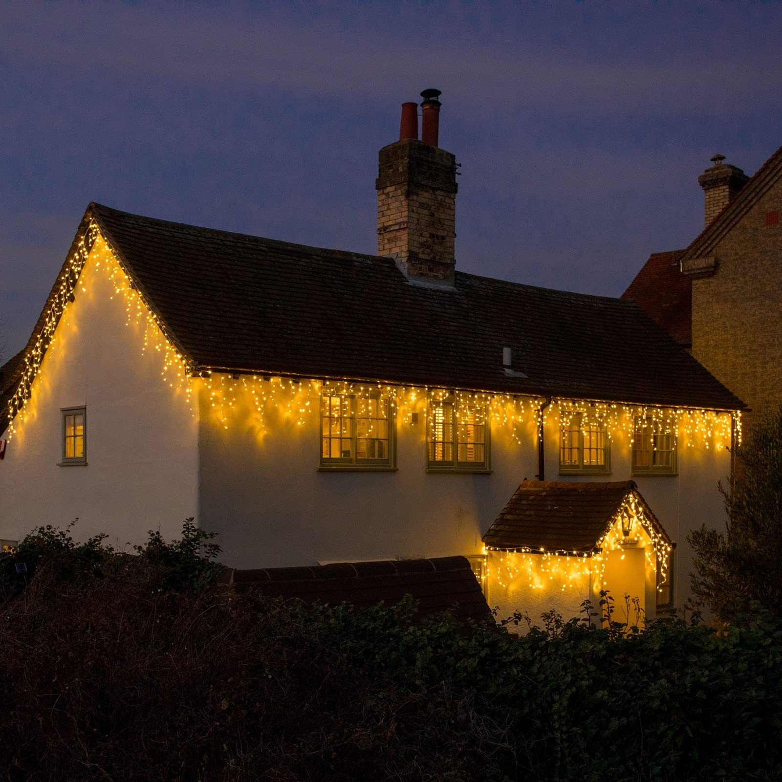 Noma Snowing Icicle Christmas Lights with White Cable, 240 Warm White LEDs, 5 m