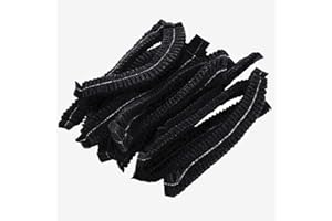 A+ DESIGN 100 Pieces Disposable Non-Woven Clip Caps Mob caps hairnets Head Cover, 21", with 6 Colors for You to Choose. (Black)