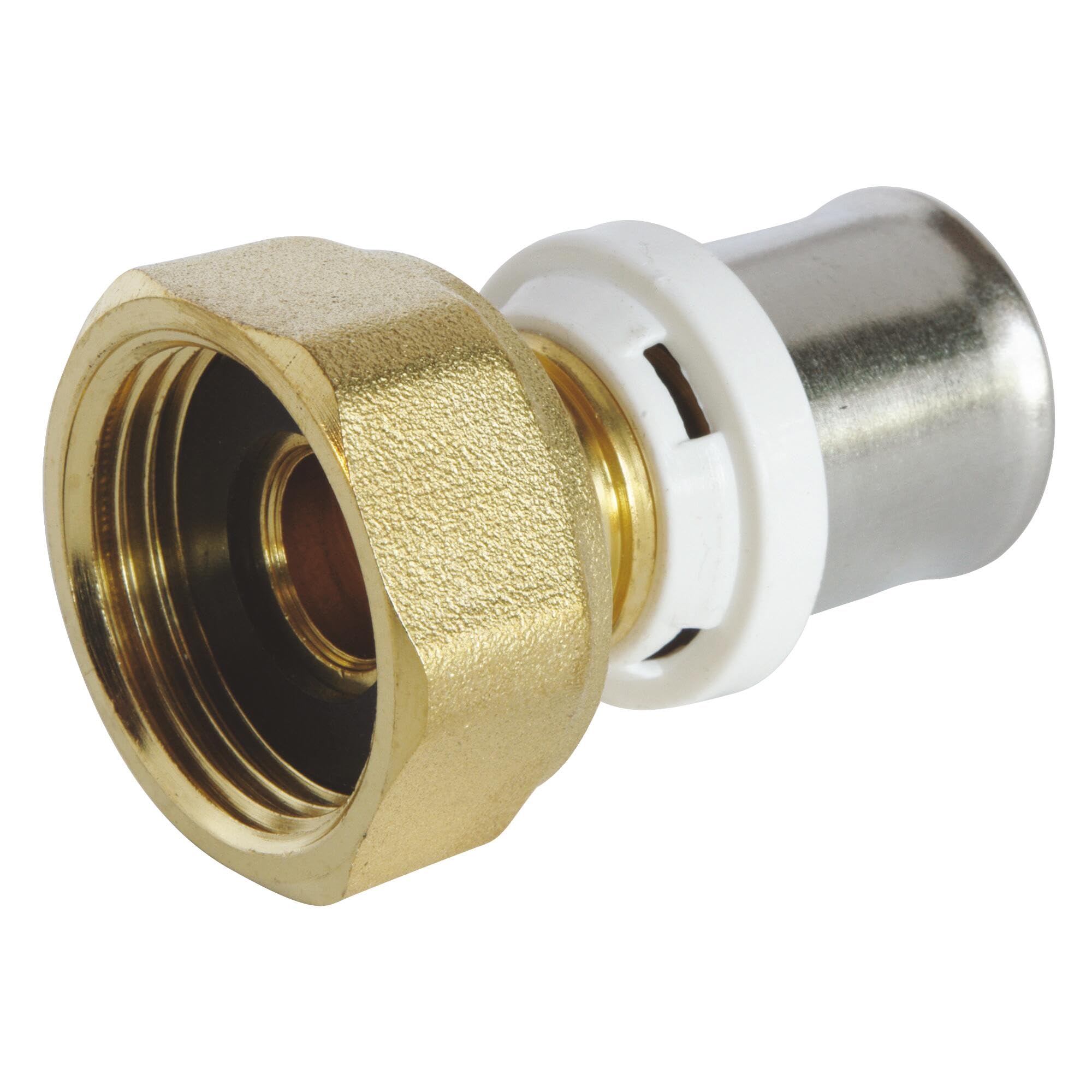 SOMATHERM FOR YOU - / 5703-20-20 - Straight Coupling Press Pipe Multilayer Diameter 20 mm - Nut Turn Female 20/27 (3/4 Inch) Connect a Multilayer Pipe Diameter 20