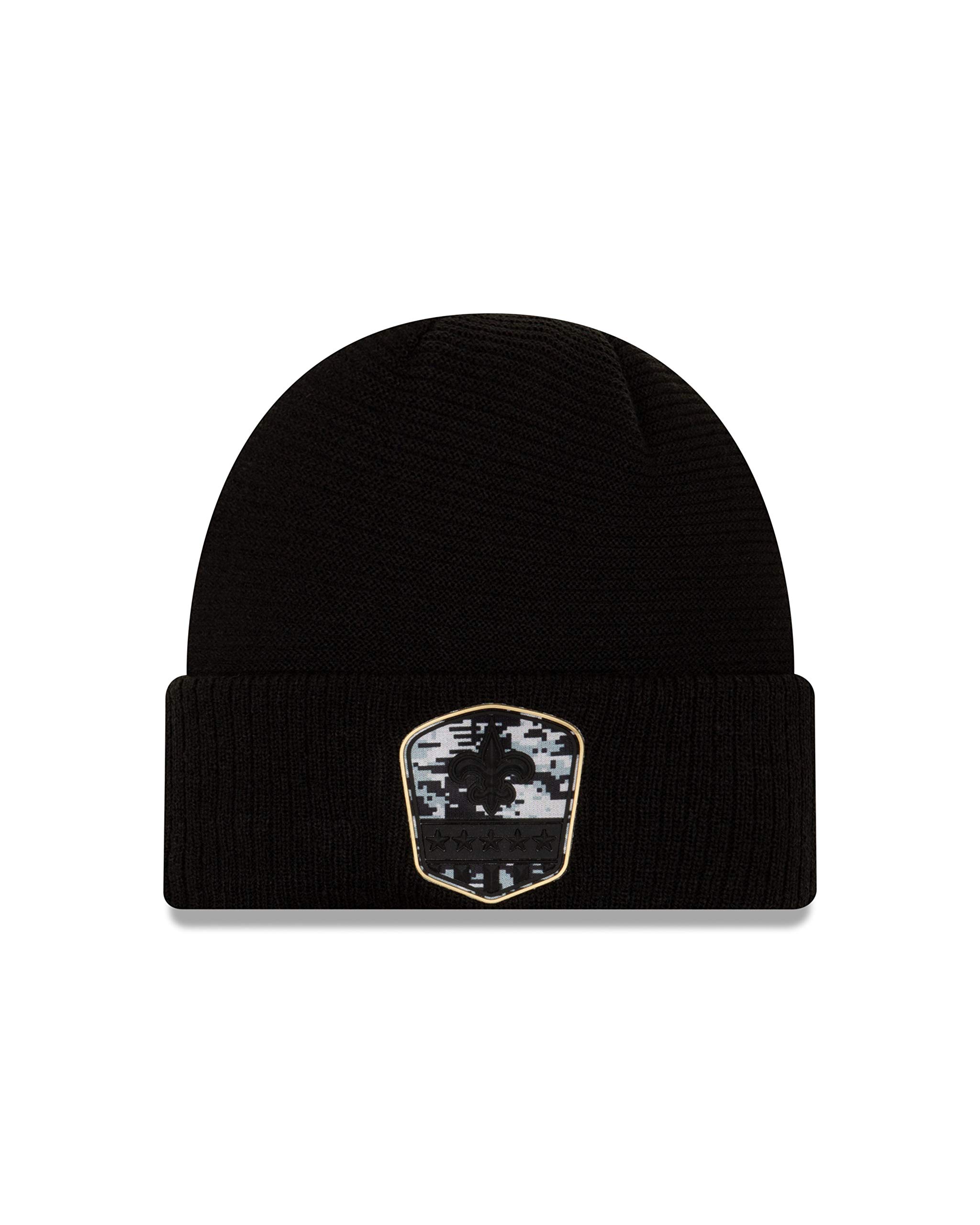 New Era New Orleans Saints Beanie On Field 2019 Salute to Service Knit Black - One-Size