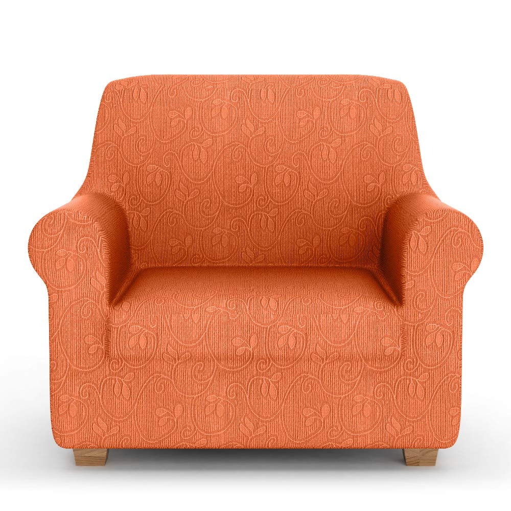 PETTI Artigiani Italiani Elastic Cover, Elegant Sofa Slipcover, 100% Made in Italy, Fabric, Orange, 1 Seater/Armchair