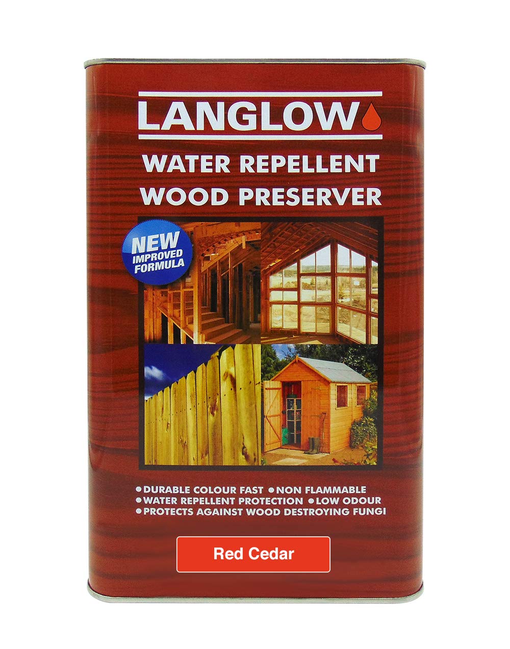 Langlow Wood Preserver Red Cedar 5L - Deep Penetrating Timber Treatment for Structural Wood with Anti Fungal & Rot Resistance