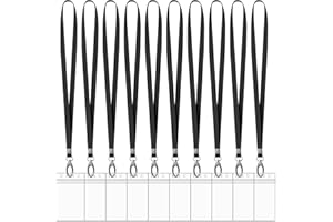 Avorast 10 Pack Vertical ID Card Name Tag Badge Holders with Lanyards, Lanyard with Waterproof Extra Thick Plastic Clear Badge Holders, Sealable Zip Card Holder for Office School Staff IDs (Black)