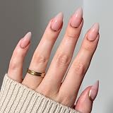 Glamnetic Goal Getter Press On Nails Medium Almond Neutral Gold Reverse French view 1