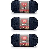 Red Heart Soft Navy Yarn - 3 Pack of 141g/5oz - Acrylic - 4 Medium (Worsted) - 256 Yards - Knitting/Crochet