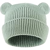 MniJiza Bear Baby Beanie Knitted Baby Winter Hat Infant Toddler Boys Girls Beanie with Cotton Lining