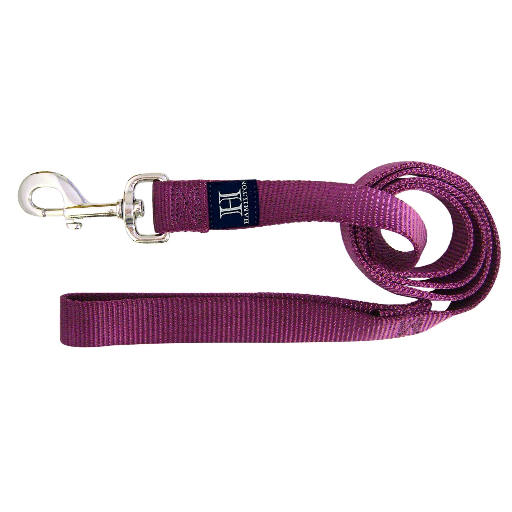 Hamilton Single Thick Nylon Dog Lead, 1-Inch by 4-Feet, Wine