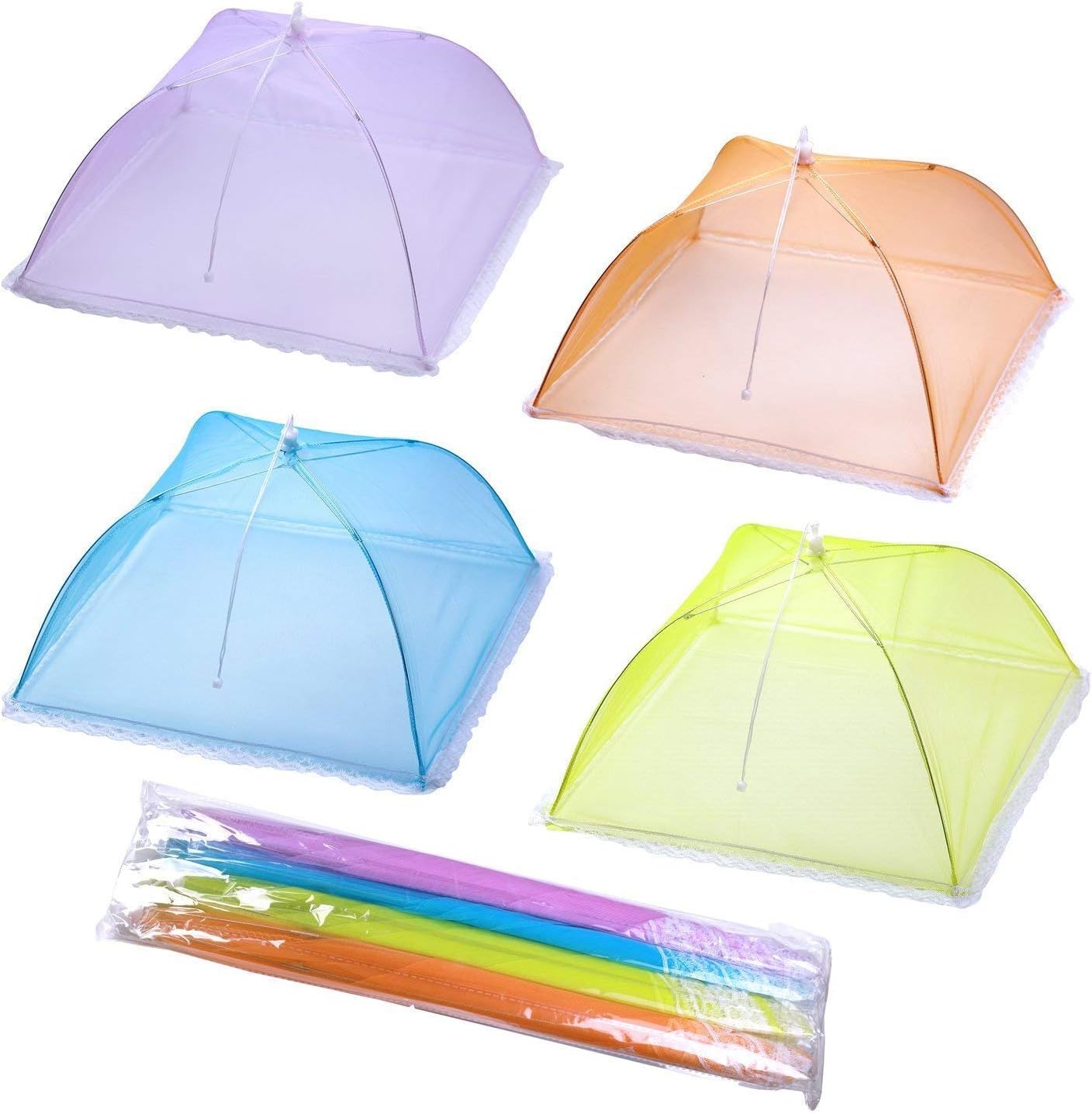 Tovee 17" Large Size White Pop-Up Mesh Screen Food Cover Tents,Collapsible and Reusable Outdoor Picnic Food Net Tent Umbrella Protect Your Food and Fruit from Flies,Mosquitoes and Bugs