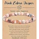 BOMAIL Natural Stone Bracelet for Women Men - 8MM Semi-Precious Gemstone Beaded Bracelet Healing Crystal Stretch Bracelet Yoga Bracelets Jewelry